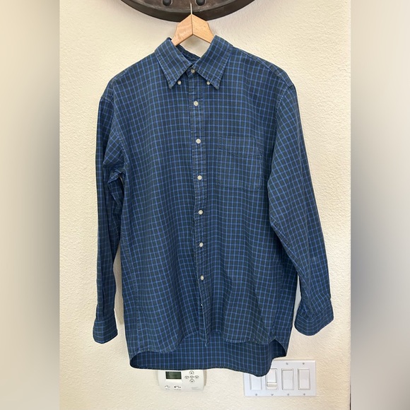 J Crew Shirt Mens Medium Blue Plaid Button Up Long Sleeve Cotton - Picture 1 of 5